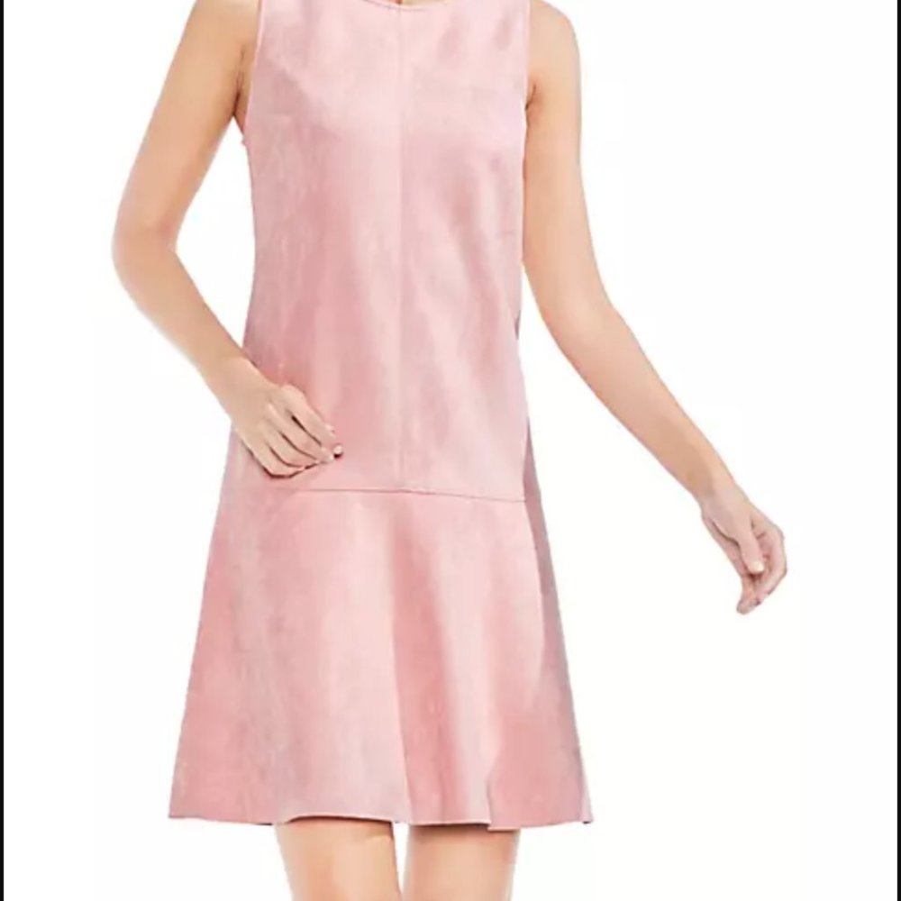 NWT Vince Camuto Shift Pink Faux Suede Dress Sz L